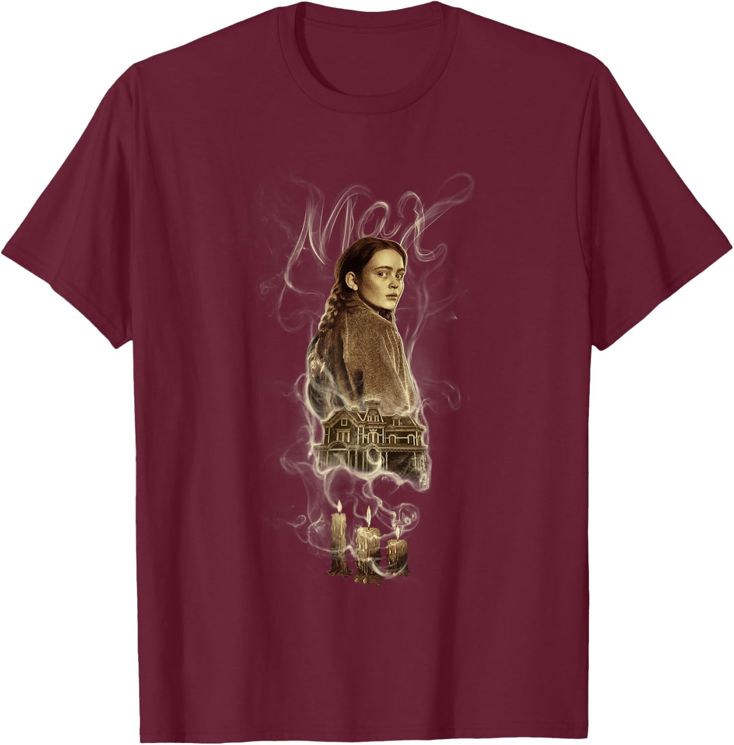 Stranger Things 4 Max Portrait Turn Around T-Shirt - T-Shirt | Maroon