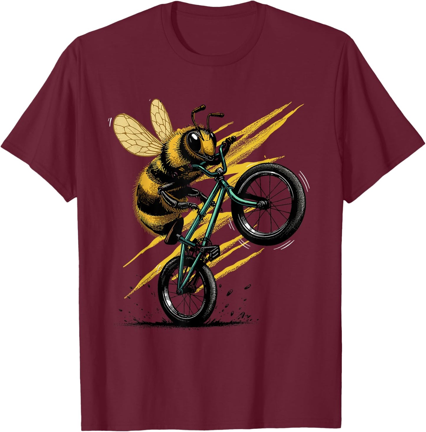 Bicycle Shirt Bee Cycling Funny Cyclist Bee Bicycling Bike T-Shirt - T-Shirt | Maroon