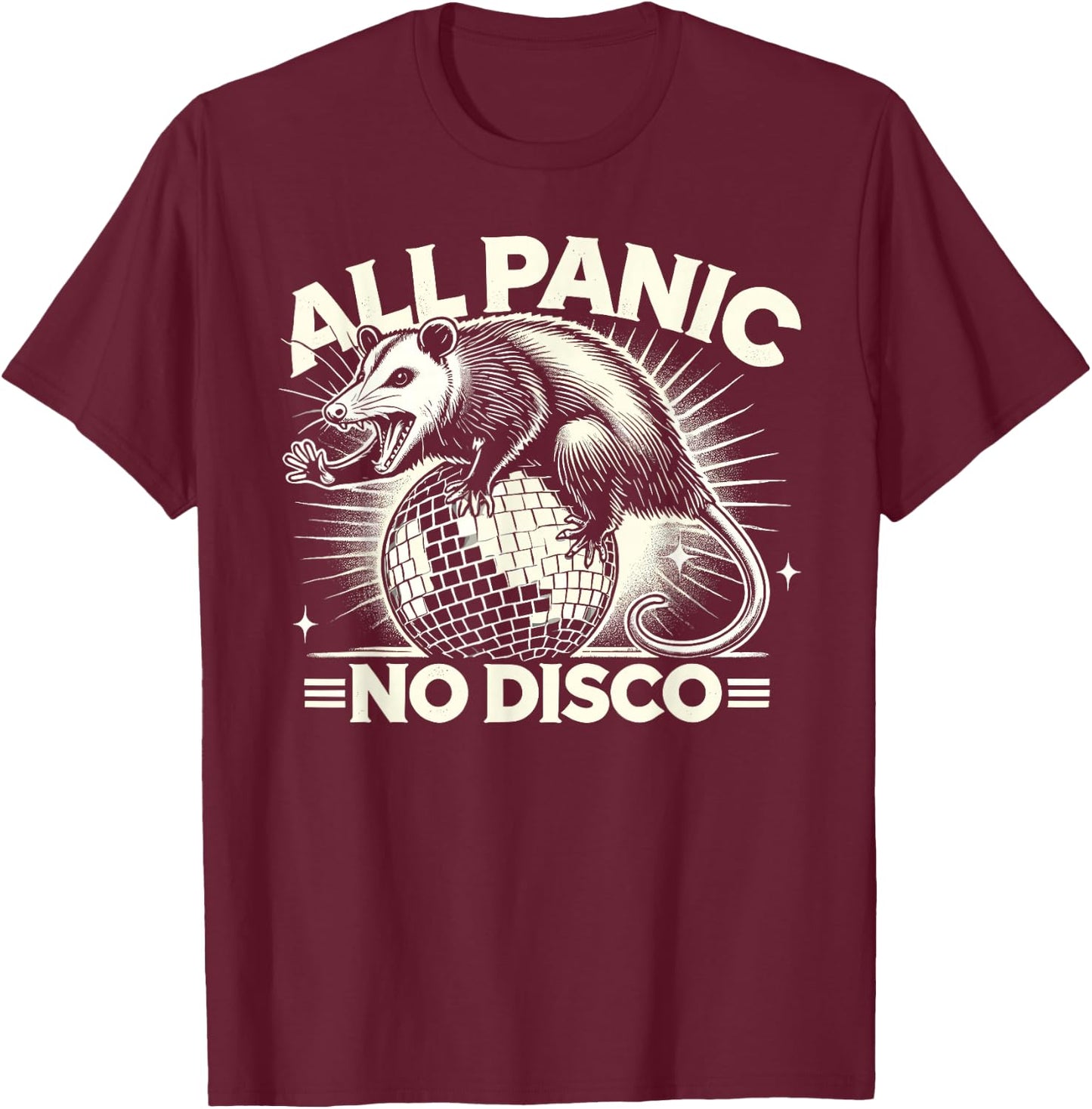 All Panic No Disco Opossum Funny Screaming Possum T-Shirt - T-Shirt | Maroon