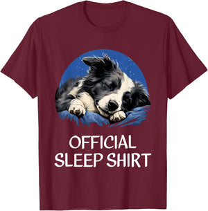 Official Sleep Shirt Border Collie Nightshirt Pajama T-Shirt - T-Shirt | Maroon