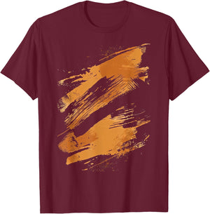 Black And Orange Brushstroke T-Shirt - T-Shirt | Maroon