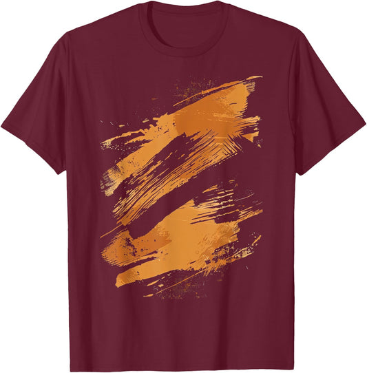 Black And Orange Brushstroke T-Shirt - T-Shirt | Maroon