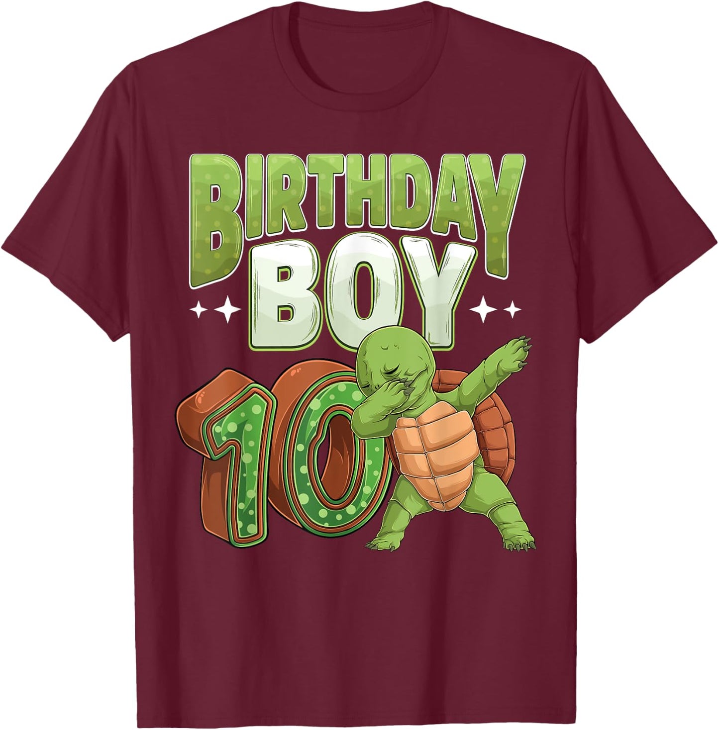 10 year old Turtle animal lovers 10th Birthday Boy T-Shirt - T-Shirt | Maroon