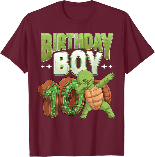 10 year old Turtle animal lovers 10th Birthday Boy T-Shirt - T-Shirt | Maroon