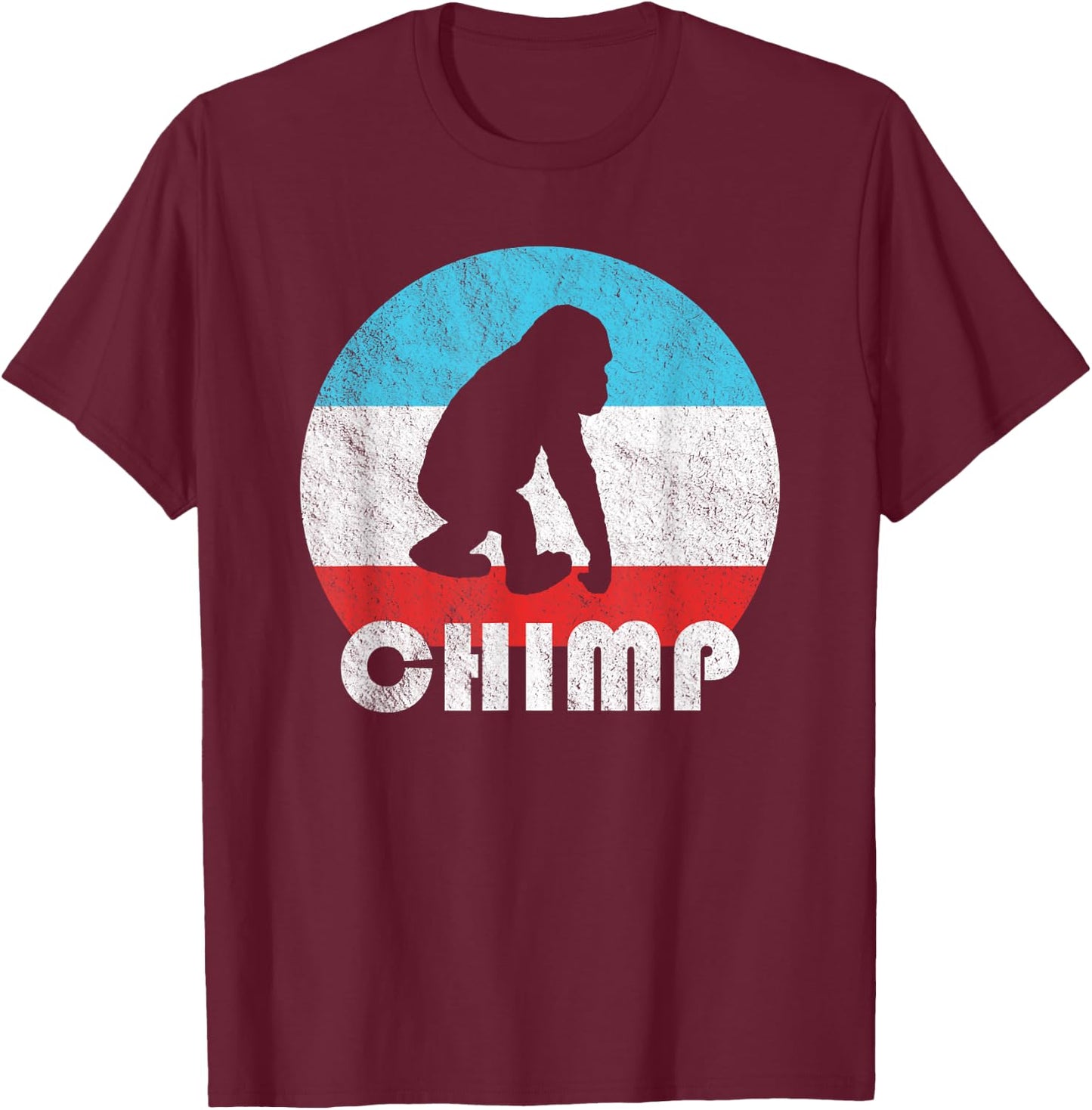 Baby Chimpanzee Chimp Vintage Retro Silhouette Gift T-Shirt - T-Shirt | Maroon