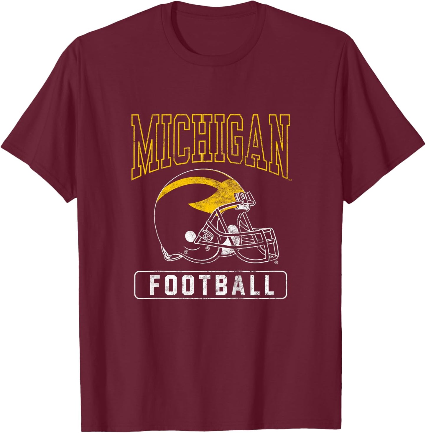 Kids University of Michigan Wolverines U of M Football Helmet T-Shirt - T-Shirt | Maroon