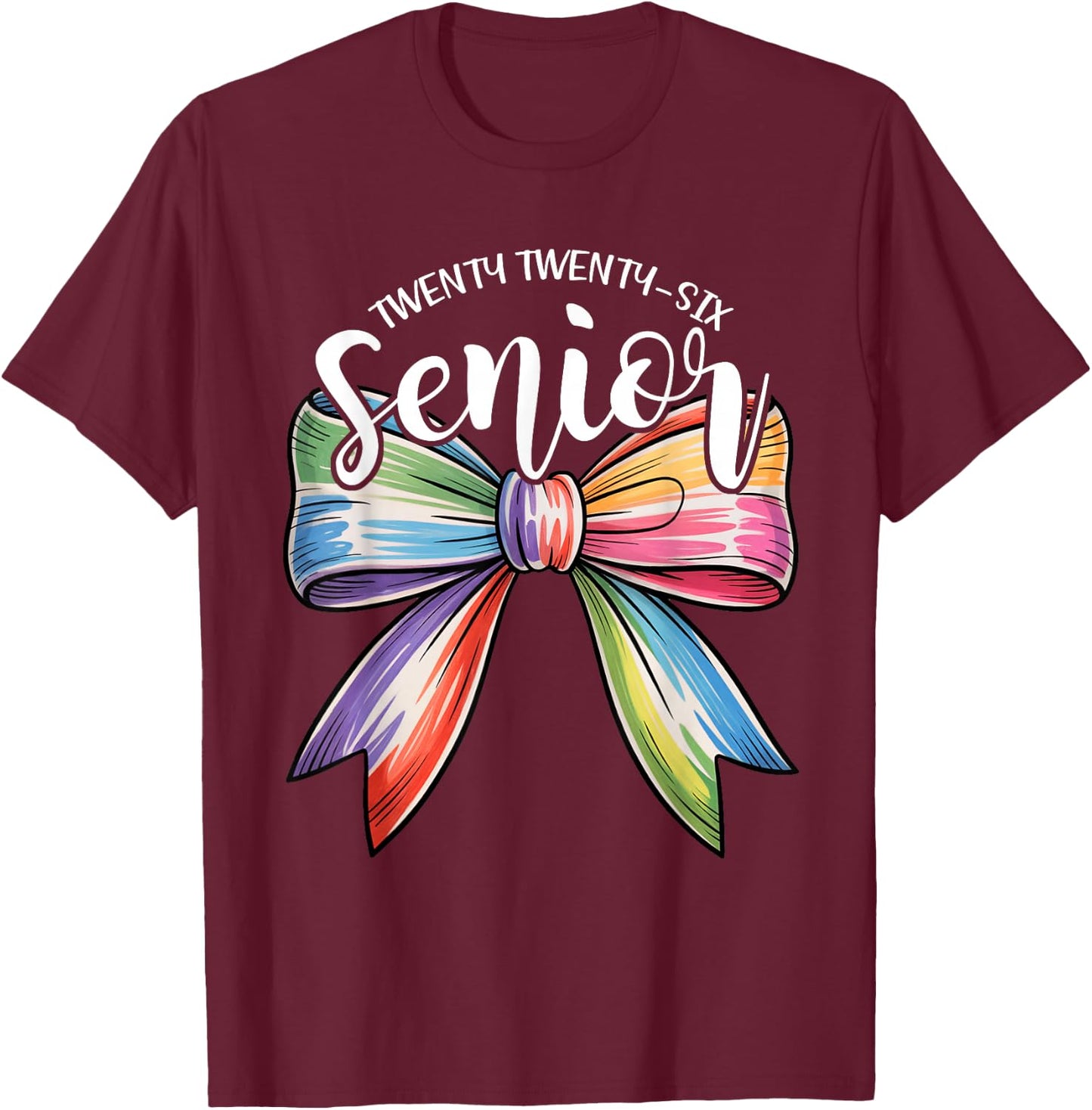 Senior 2026 Coquette Bow Class of 2026 Graduation Girl Women T-Shirt - T-Shirt | Maroon