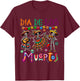 Dia De Los Muertos Three Floral Skeletons Mexican Dancing T-Shirt - T-Shirt | Maroon