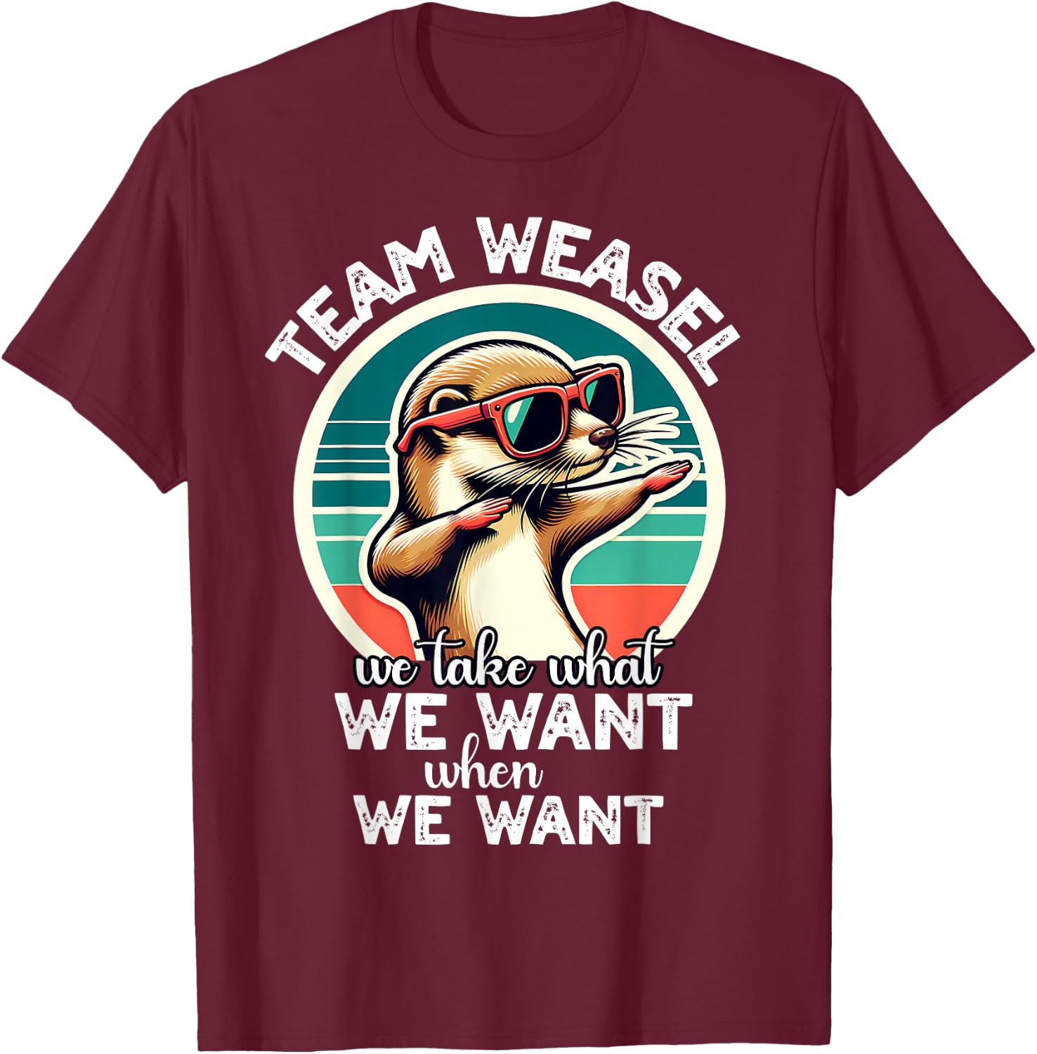 Funny Weasel T-Shirt - T-Shirt | Maroon
