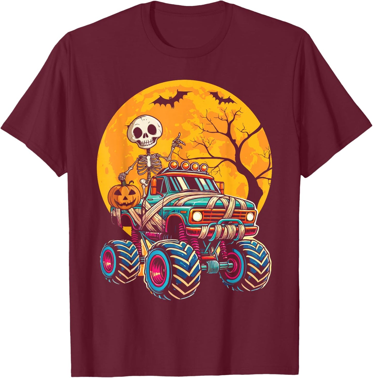 Monster Truck Halloween Costume Toddler Boys Halloween Kid T-Shirt - T-Shirt | Maroon