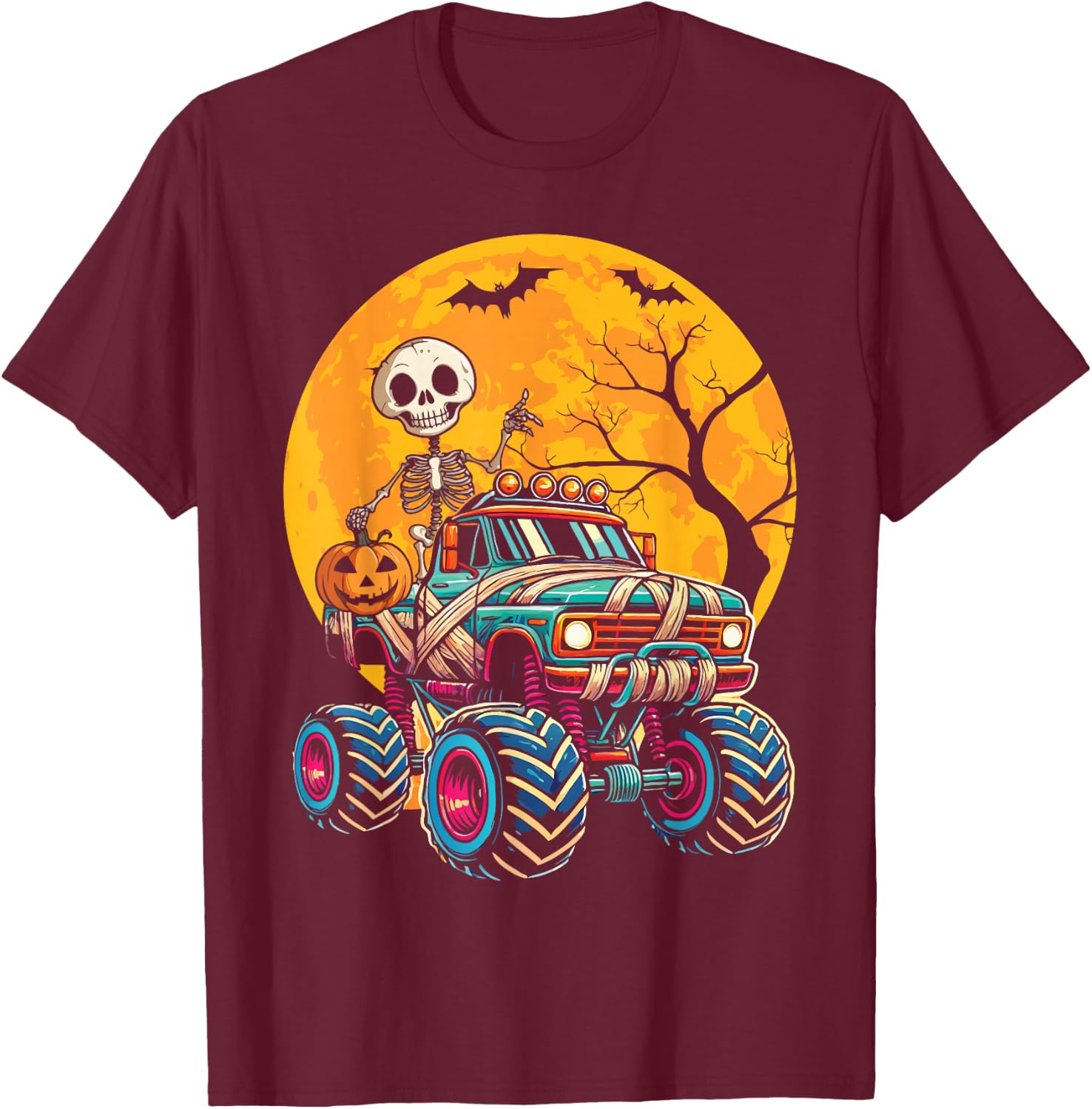 Monster Truck Halloween Costume Toddler Boys Halloween Kid T-Shirt - T-Shirt | Maroon