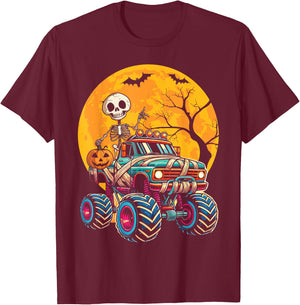 Monster Truck Halloween Costume Toddler Boys Halloween Kid T-Shirt - T-Shirt | Maroon