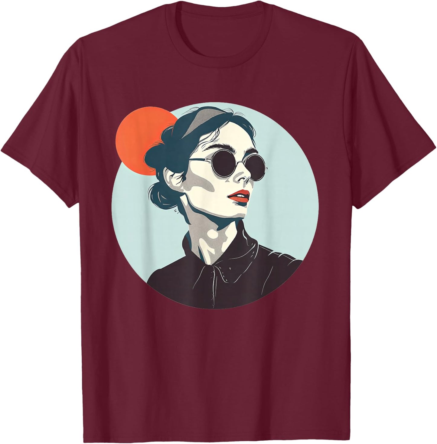 Emily Dickinson With Sunglasses T-Shirt - T-Shirt | Maroon