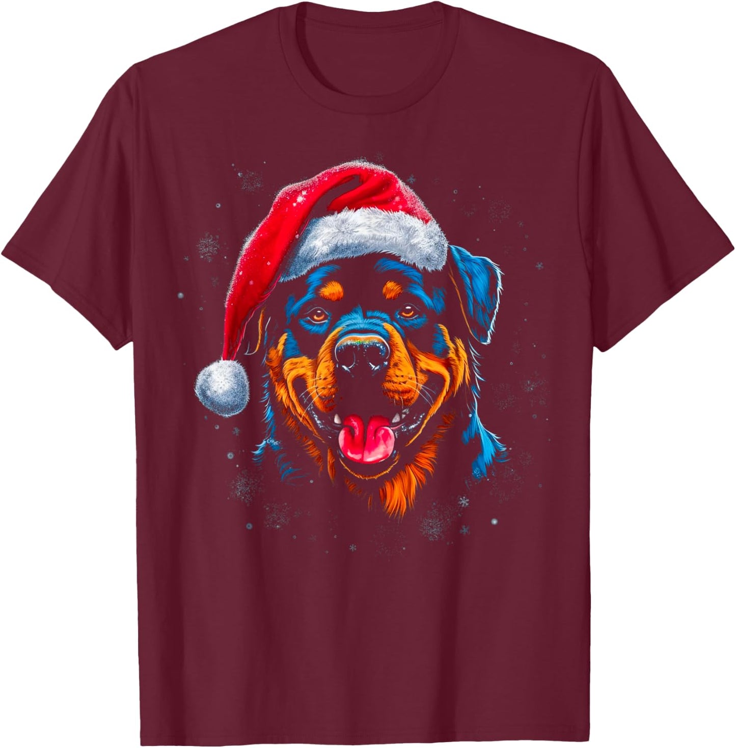 Pop Art Design Rottweiler Dog Christmas T-Shirt - T-Shirt | Maroon