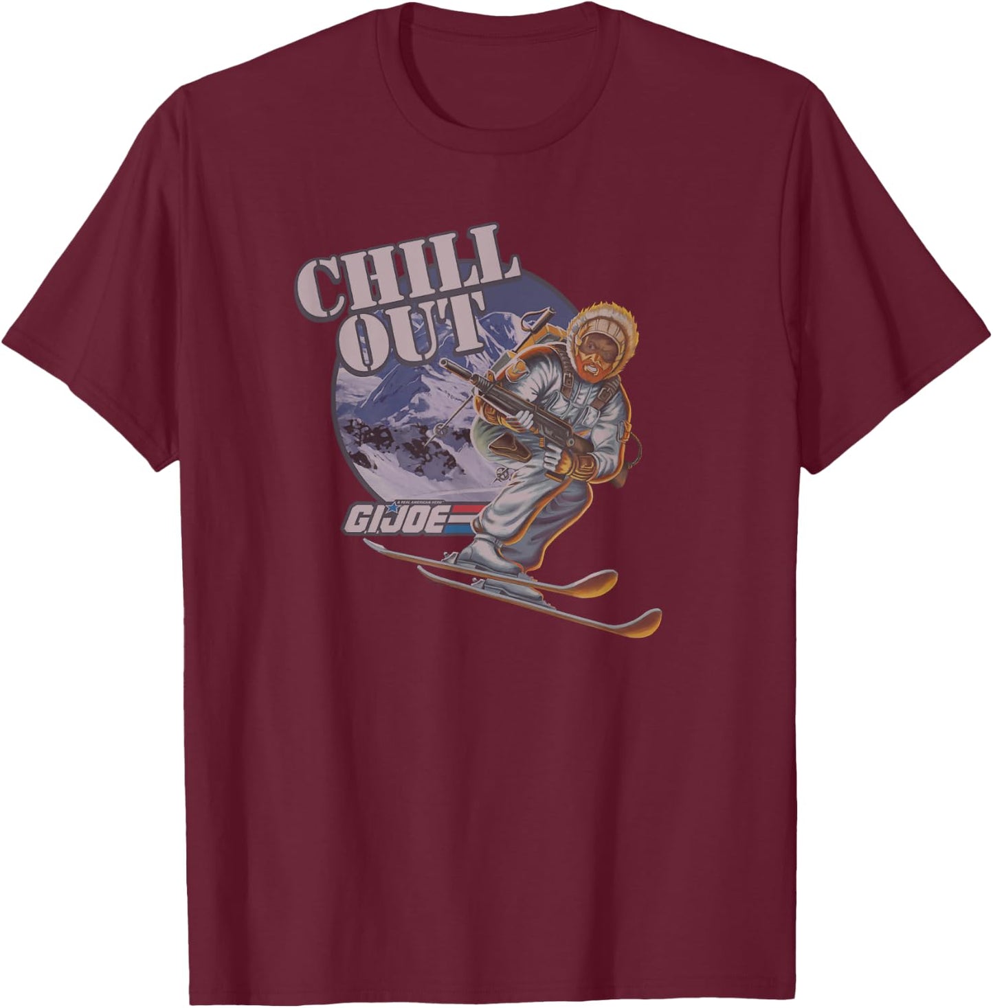 G.I. Joe A Real American Hero Chill Out Ice Skiing Retro T-Shirt - T-Shirt | Maroon