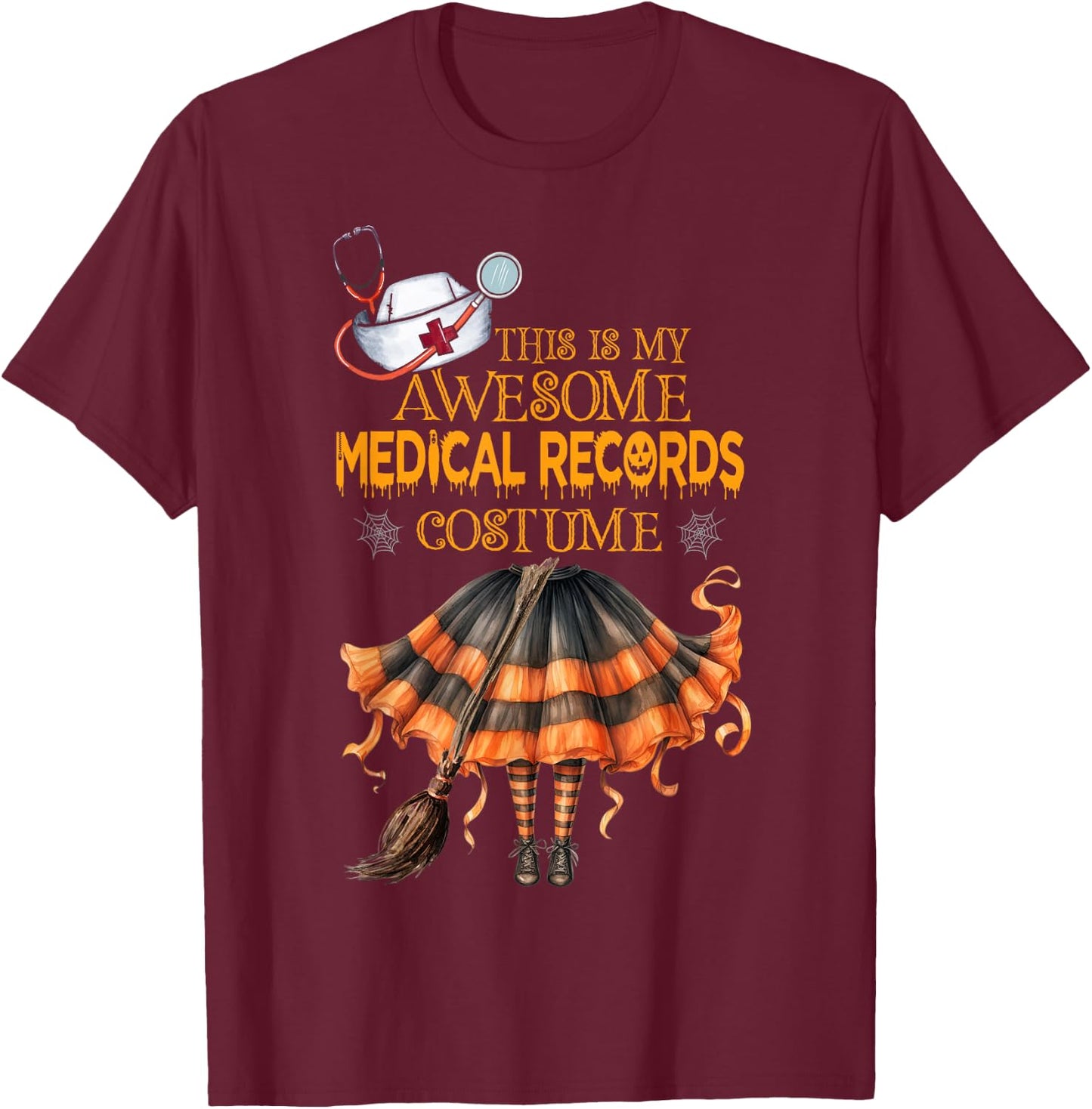 This is my Halloween Medical Records Costume Medical Records T-Shirt - T-Shirt | Maroon