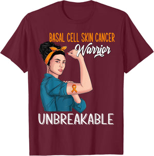 Basal Cell Skin Cancer Awareness Warrior Unbreakable T-Shirt - T-Shirt | Maroon