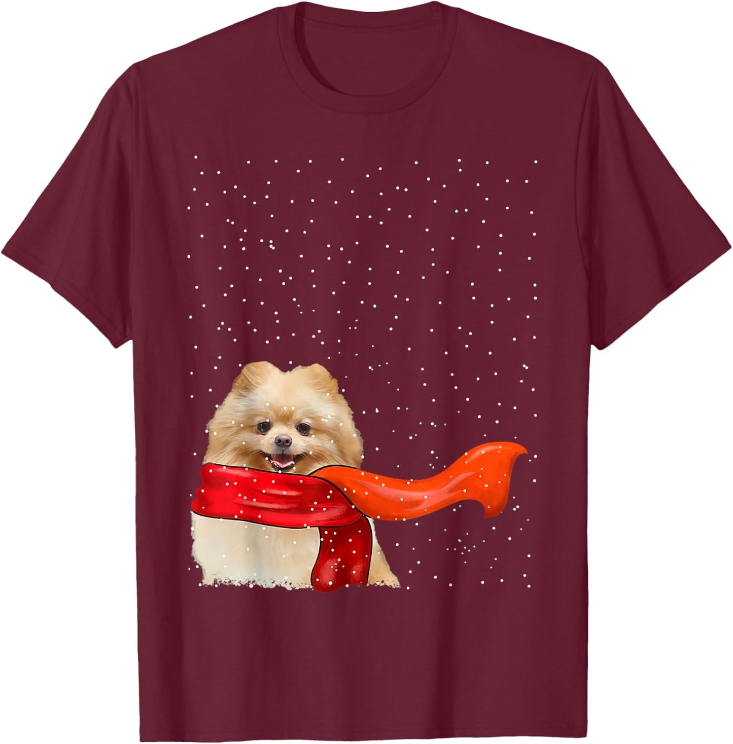 Pomeranian Dog Winter Christmas Sweater Xmas Pet T-Shirt - T-Shirt | Maroon