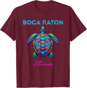 Boca Raton Florida Tribal Beach Sea Turtle T-Shirt - T-Shirt | Maroon