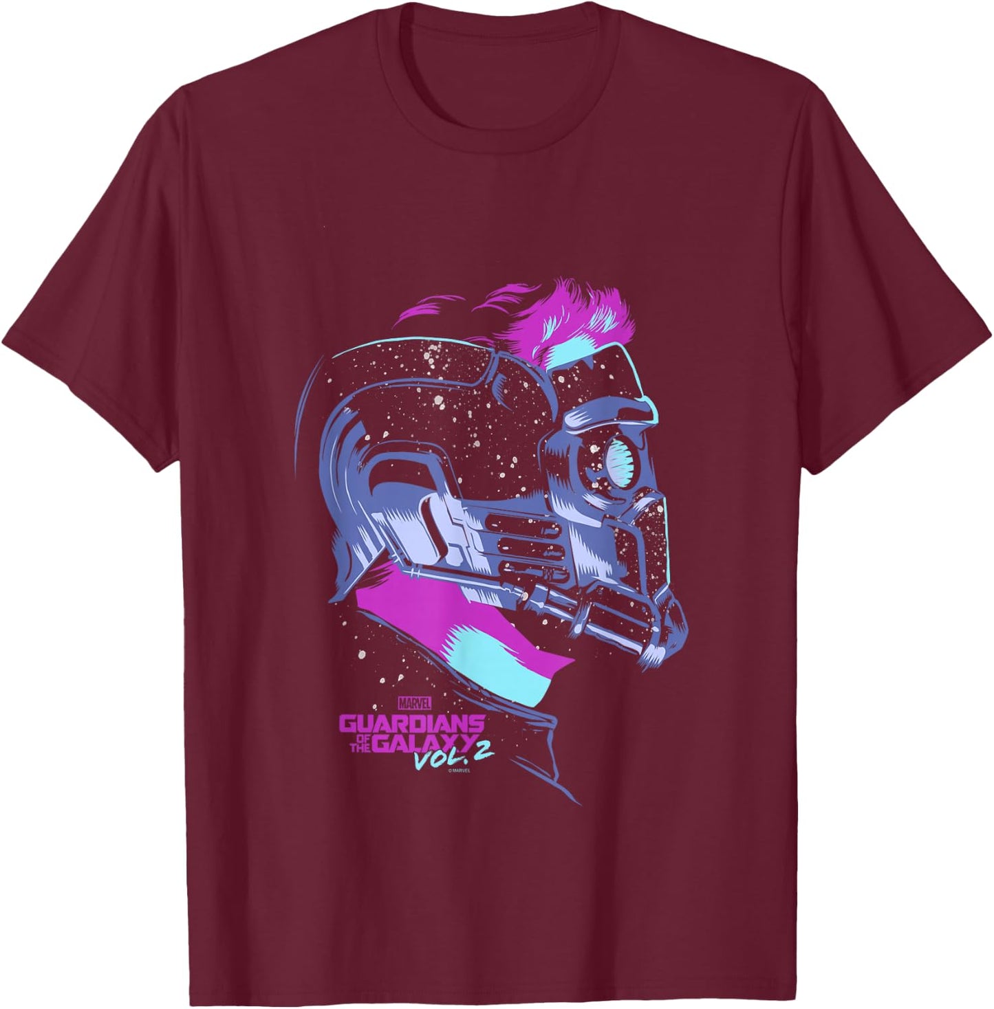 Marvel Guardians of The Galaxy Vol 2 Star-Lord Neon Profile T-Shirt - T-Shirt | Maroon