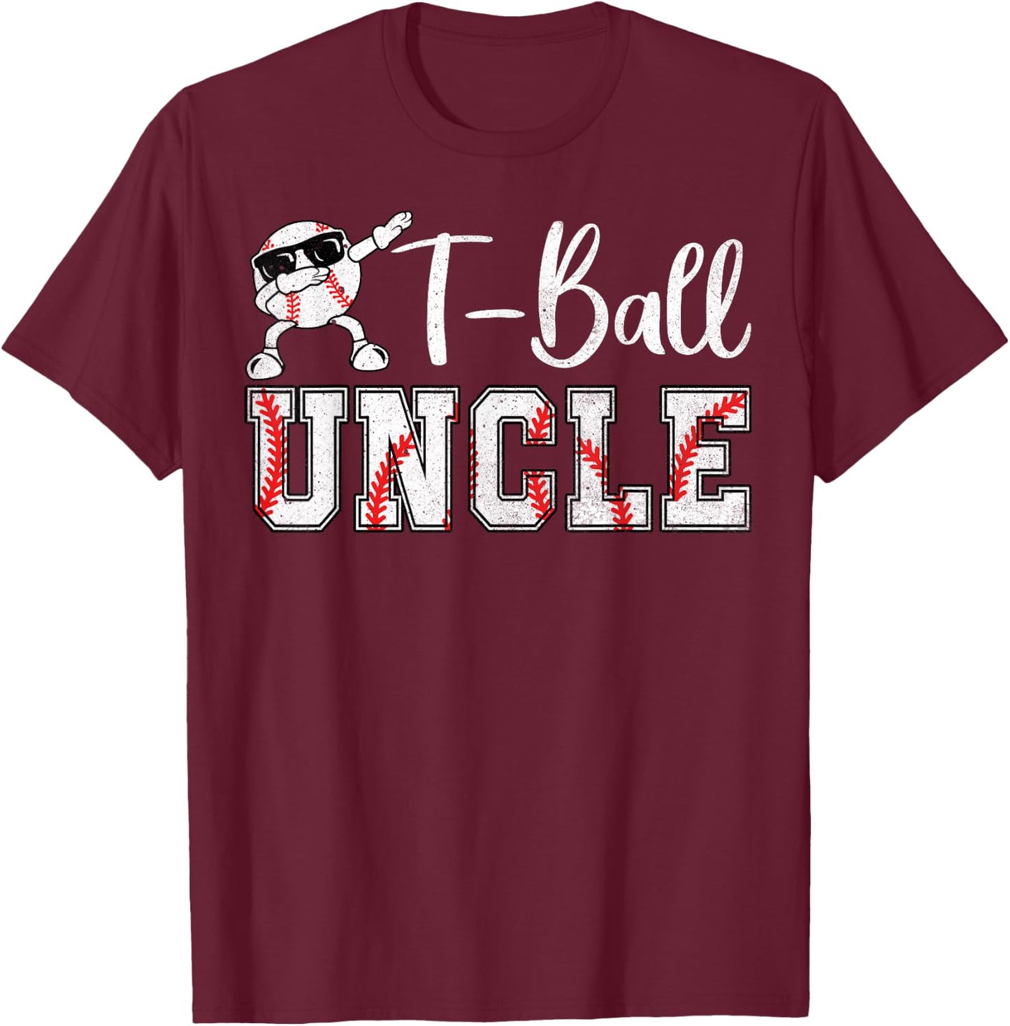 Ball Uncle Heart Funny T-Ball Uncle T-Shirt - T-Shirt | Maroon