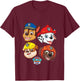 PAW Patrol Chase Marshall Rubble & Zuma Cute Faces Logo T-Shirt - T-Shirt | Maroon
