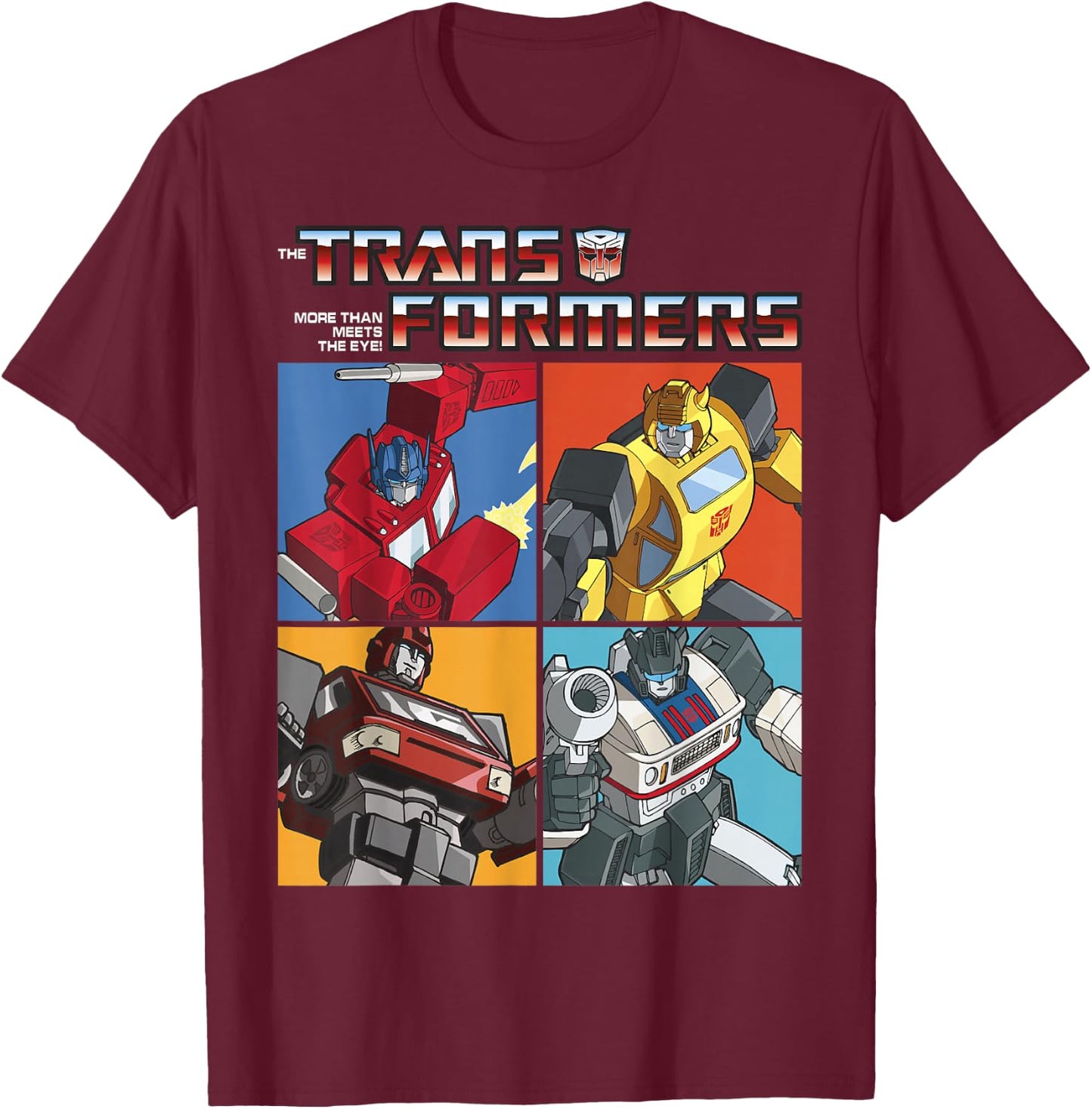 Transformers Retro Autobots Box Up Logo T-Shirt - T-Shirt | Maroon