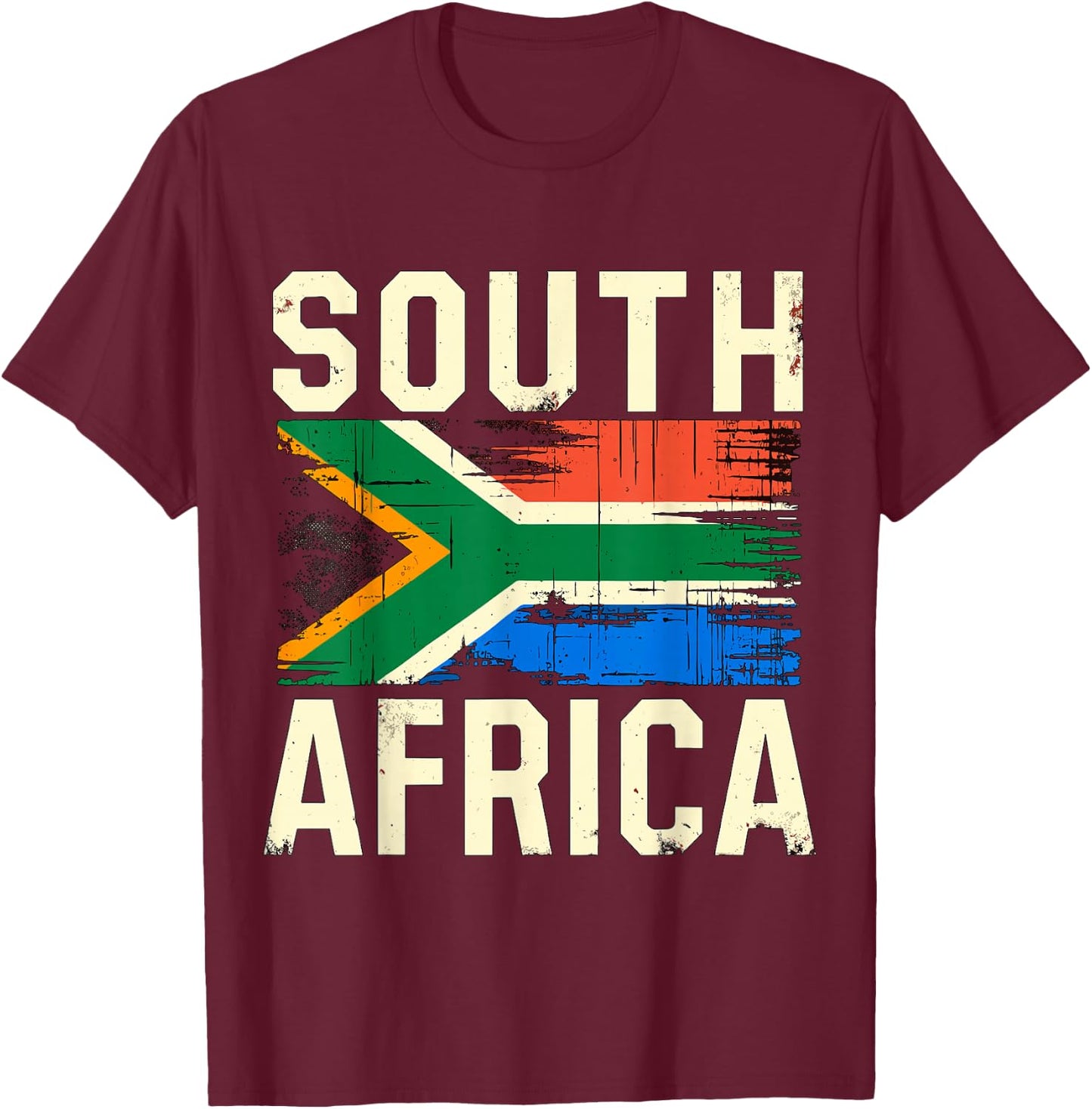 South Africa Flag African T-Shirt - T-Shirt | Maroon