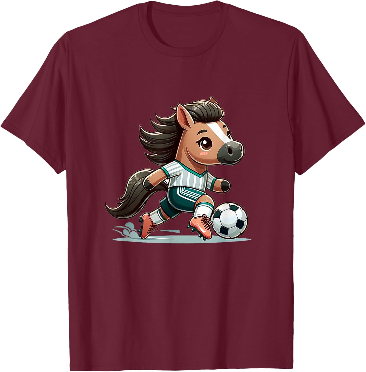 Cute Soccer Player Horse T-Shirt - T-Shirt | Maroon