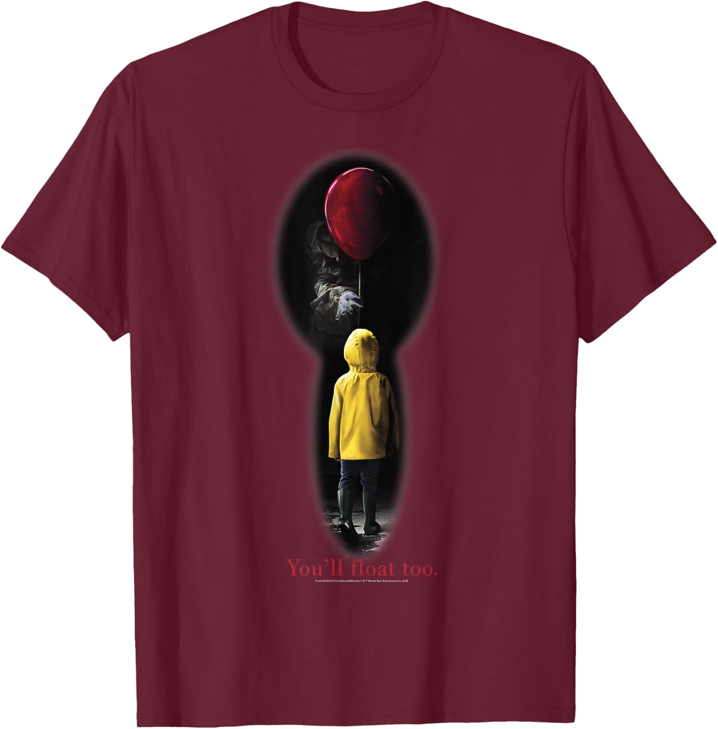 IT Movie Georgie Red Balloon You'll Float Too T-Shirt - T-Shirt | Maroon