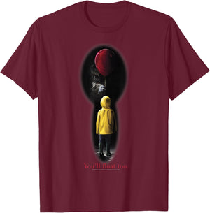 IT Movie Georgie Red Balloon You'll Float Too T-Shirt - T-Shirt | Maroon