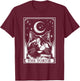 Tarot Card Vintage Crescent Moon Tortie Cat Mom Cat Lovers Women Kids T-Shirt - T-Shirt | Maroon