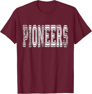 Pioneers Mascot Distressed Vintage School Sports Name Fans T-Shirt - T-Shirt | Maroon