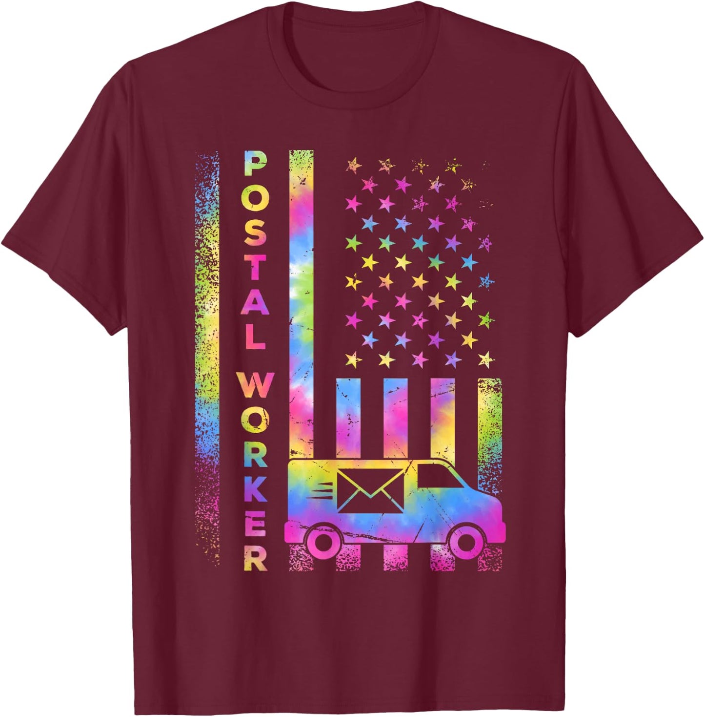 USA Flag Postal Life Mail Carrier Postal Worker, Mail lady T-Shirt - T-Shirt | Maroon