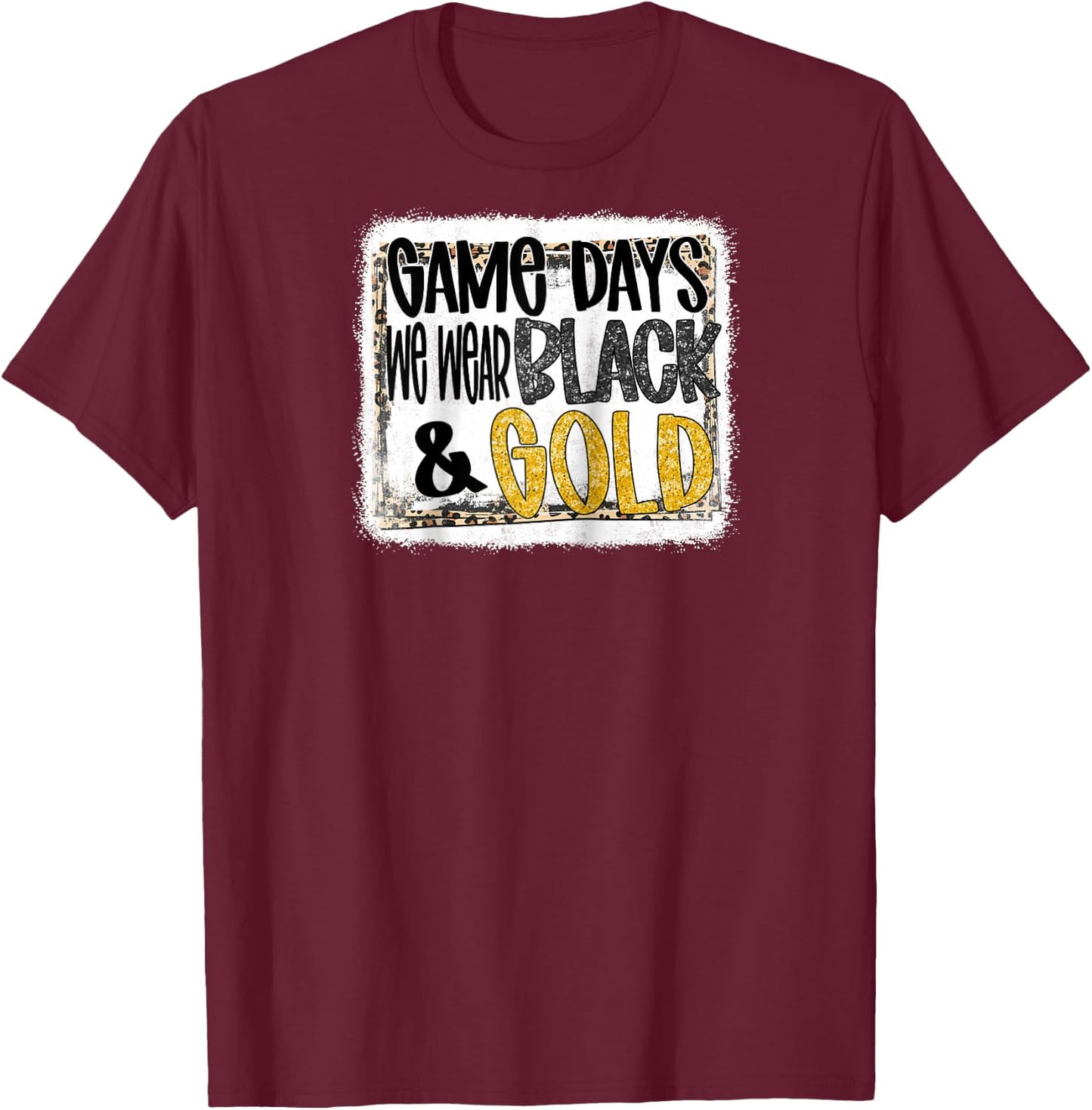 On Gameday Football We Wear Black And Gold School Spirit Raglan Baseball T-Shirt - T-Shirt | Maroon
