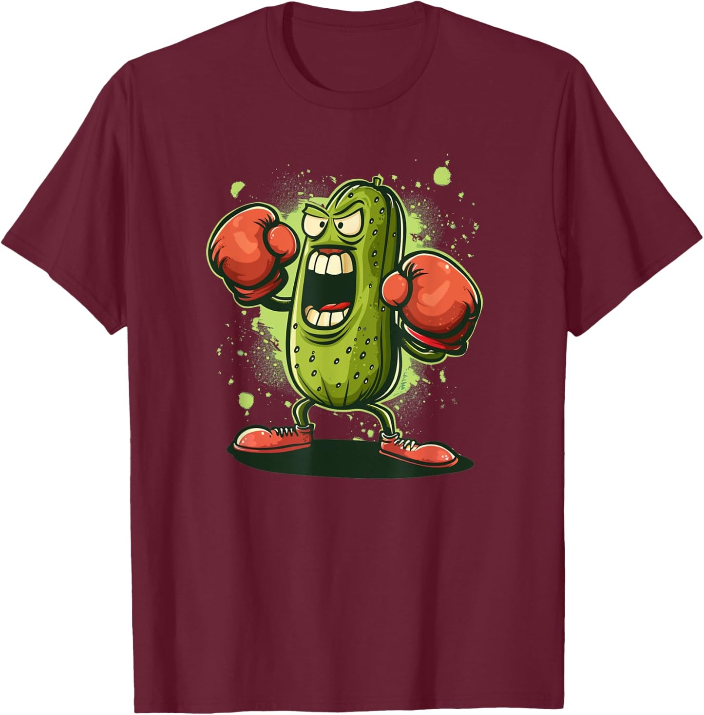 Pretty funny Pickle Outfit with boxing Gloves T-Shirt - T-Shirt | Maroon