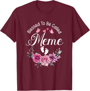 Blessed To Be Called Meme Women Floral Decor Meme T-Shirt - T-Shirt | Maroon