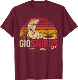 Gio Saurus Funny Personalized Dinosaur T Rex Name Boys Gift T-Shirt - T-Shirt | Maroon