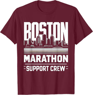 Marathon Boston Cityscape Support Crew T-Shirt - T-Shirt | Maroon