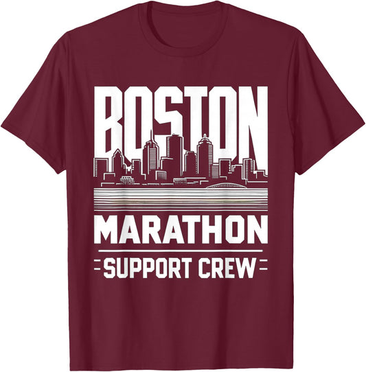 Marathon Boston Cityscape Support Crew T-Shirt - T-Shirt | Maroon