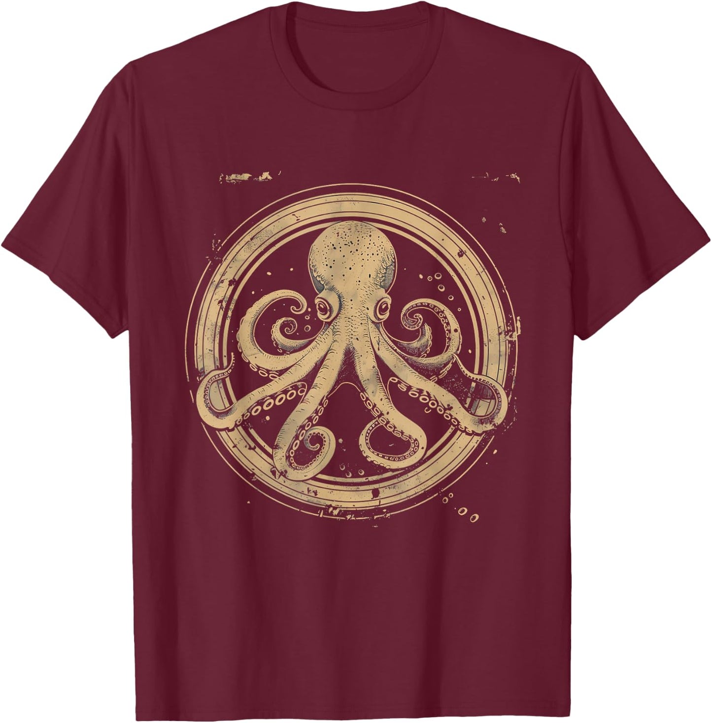 Octopus Artwork Marine Mammal Ocean Sea Animal Lover T-Shirt - T-Shirt | Maroon