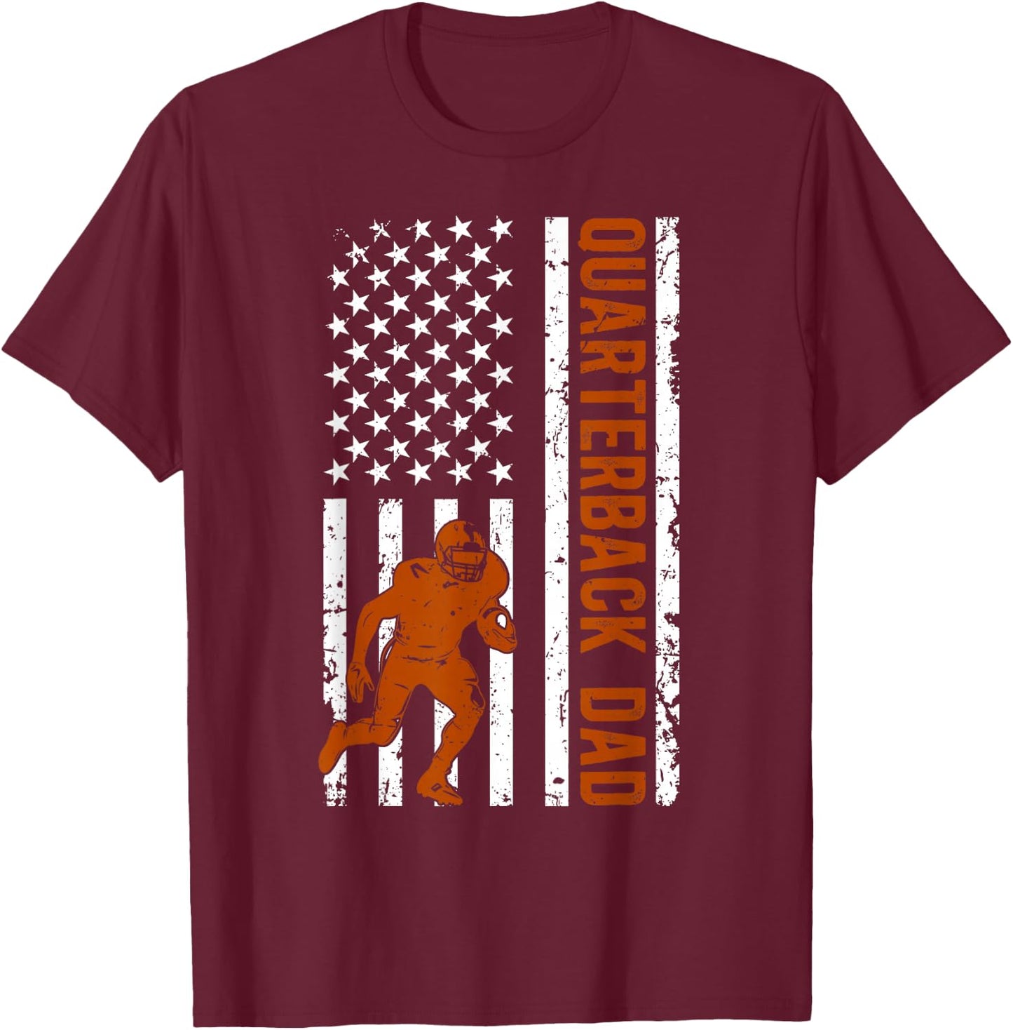 Quarterback Dad Of A Football Quarterback Father US Flag T-Shirt - T-Shirt | Maroon