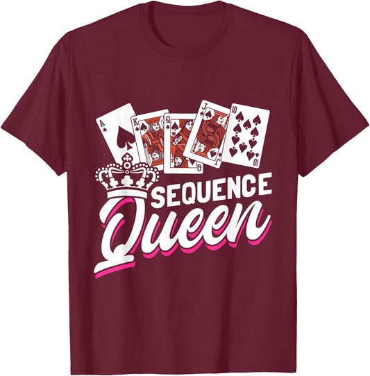 Sequence Card Game Lover | Card Player Strategy Design T-Shirt - T-Shirt | Maroon