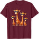 Giraffe Family Sunglasses Safari Zoo Lover Cartoon Giraffes T-Shirt - T-Shirt | Maroon