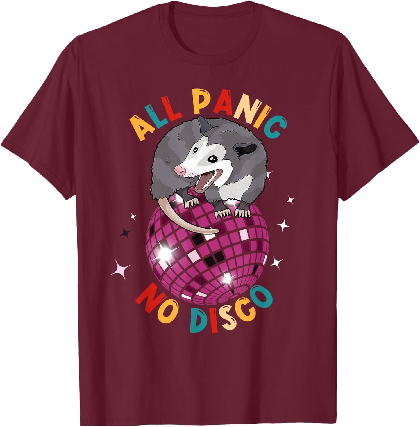 Opossum All Panic No Disco Funny Possum Scream Men Women Kid T-Shirt - T-Shirt | Maroon