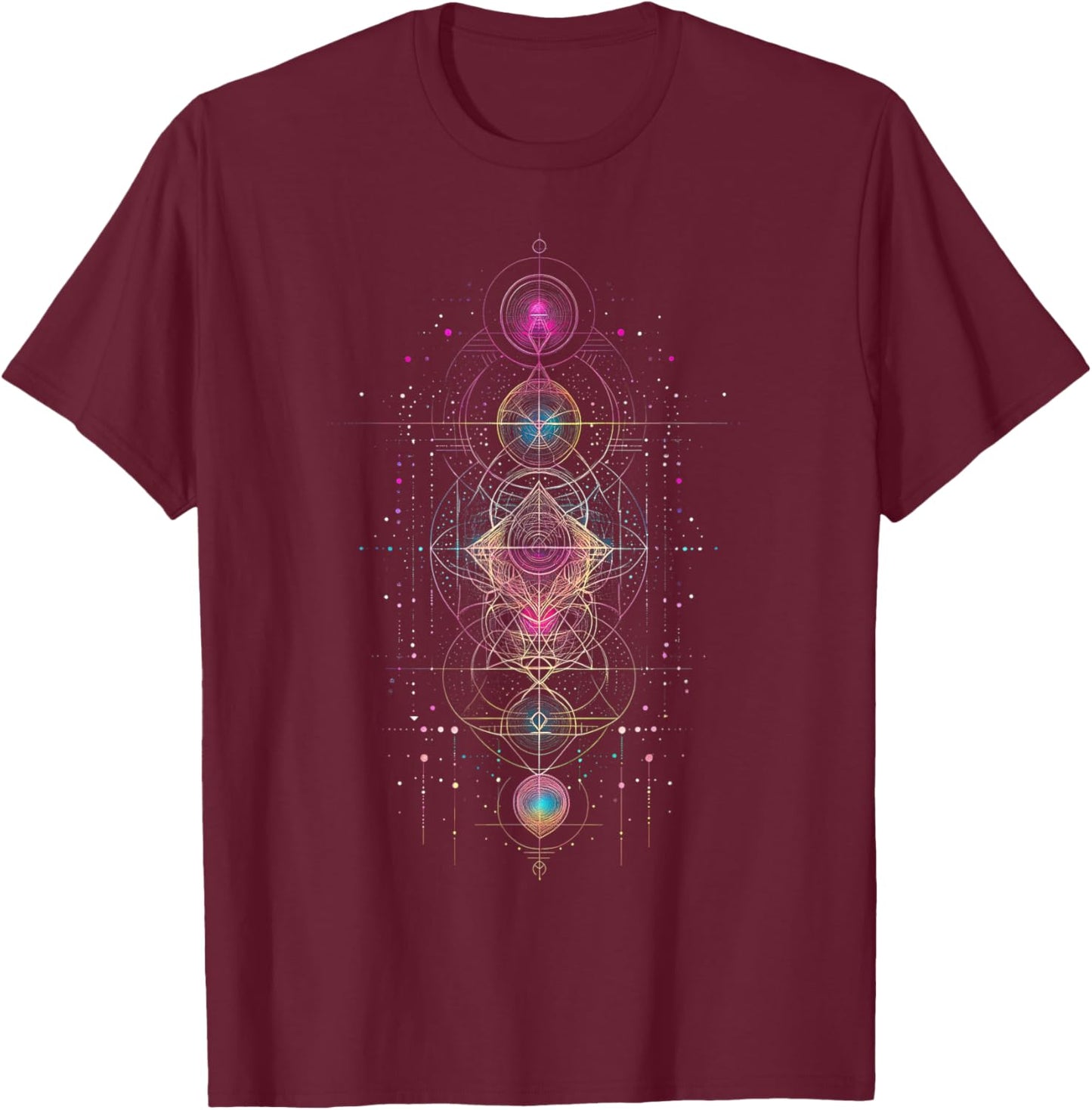 Sacred Geometry Metatron Cube Spiritual Yoga T-Shirt - T-Shirt | Maroon
