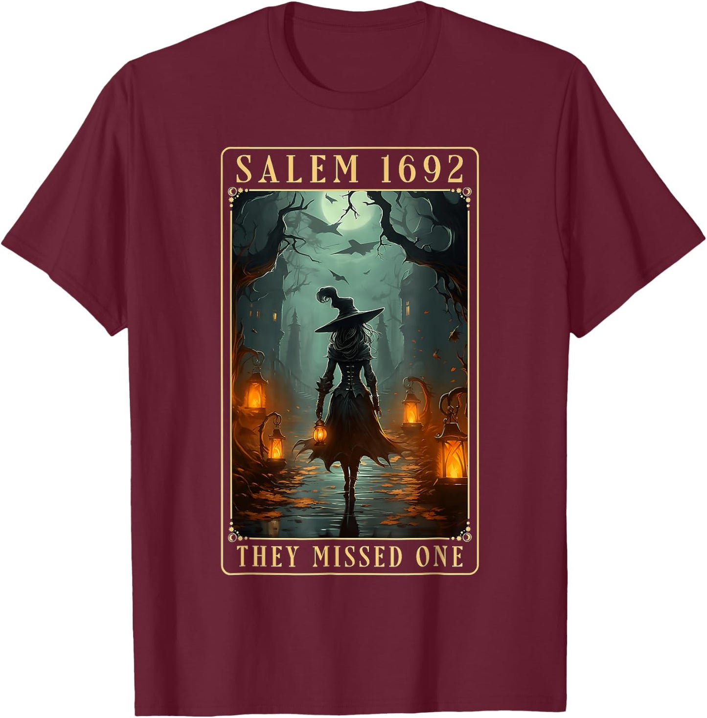 Salem 1692 They Missed One Halloween Witch T-Shirt - T-Shirt | Maroon