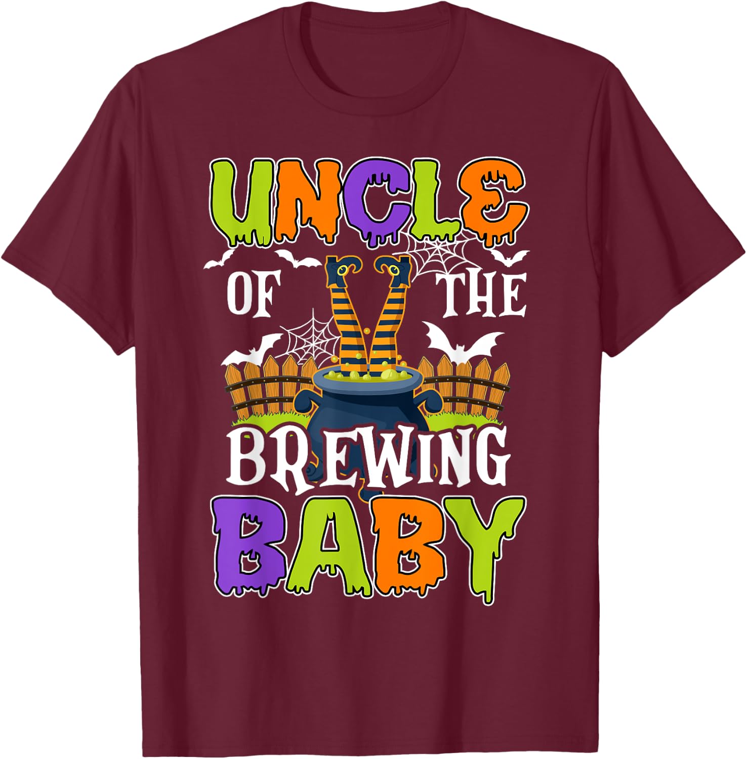 Uncle Of The Brewing Baby Halloween Witch Baby Funny T-Shirt - T-Shirt | Maroon