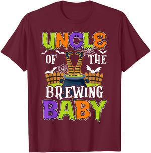 Uncle Of The Brewing Baby Halloween Witch Baby Funny T-Shirt - T-Shirt | Maroon