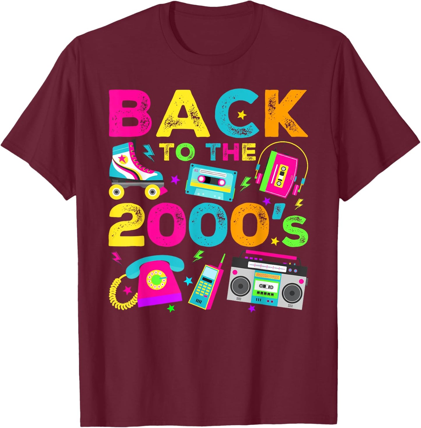 Back To 2000's 2000s Vintage Style 2000s Retro Party T-Shirt - T-Shirt | Maroon